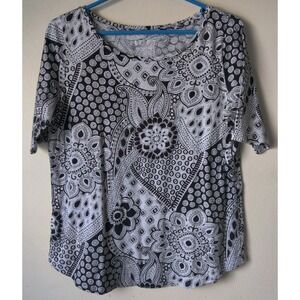 Ann Taylor Loft‎ Vintage Soft Black/White Paisley Geometric Women's Size M